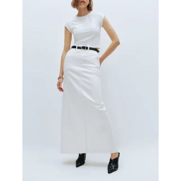 EMPORIO ARMANI LONG A-LINE  WHITE SKIRT 38/S M - Picture 1 of 13